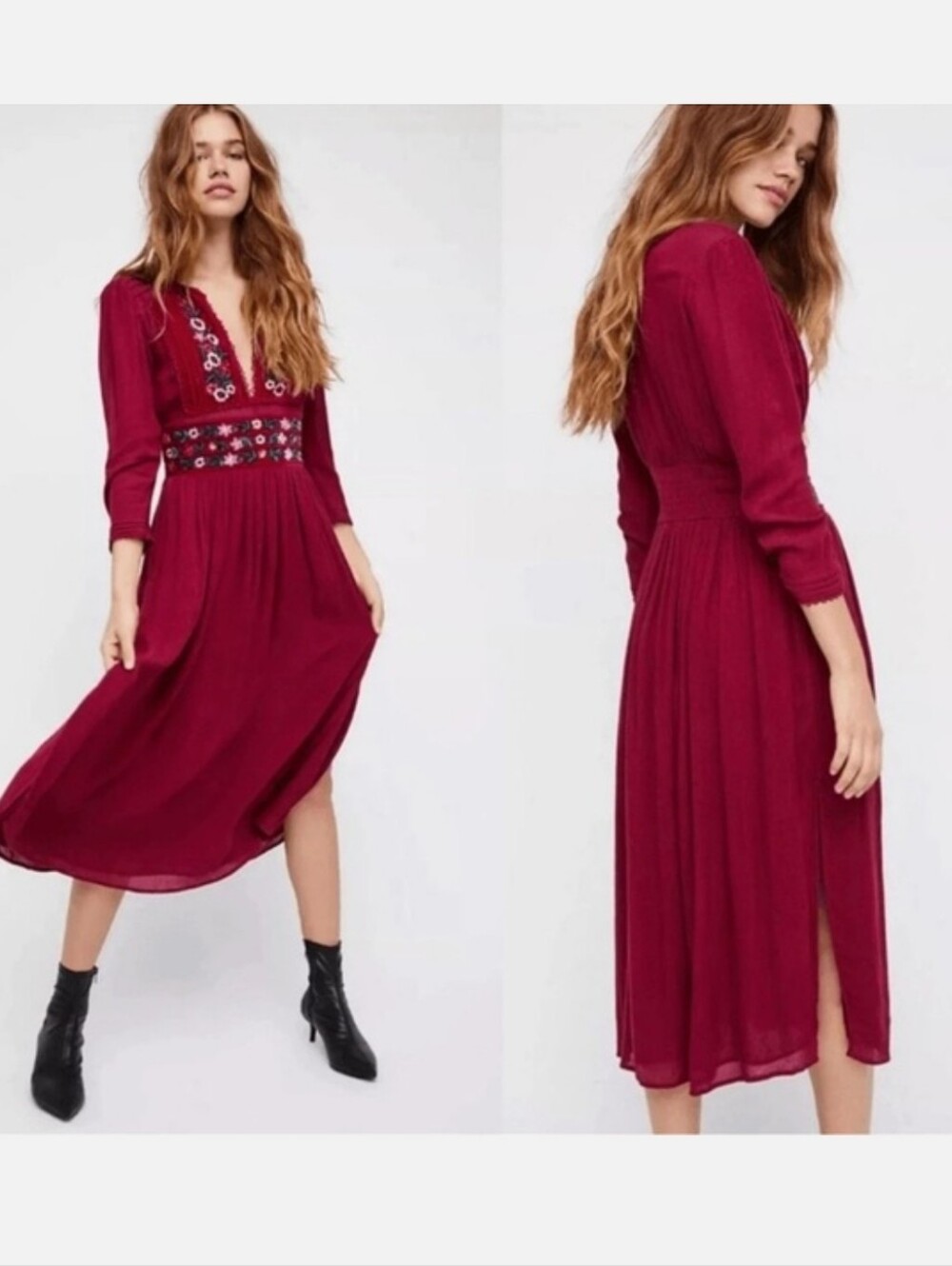 Free People Flora Midi Dress Sz Small Euc Boho
